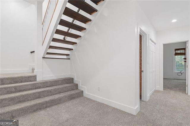 111 Wood Fern Knl, Jasper, GA 30143 - stairway featuring carpet flooring, baseboards, and recessed lighting