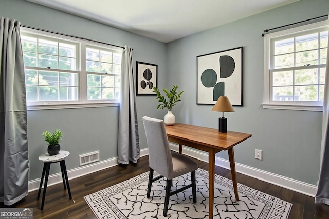 3627 Groovers Lake Rd, Lithia Springs, GA 30122 - office area with dark wood-style floors and baseboards