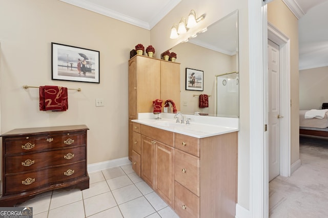6125 Fouts Mill Rd, Douglasville, GA 30135 - ensuite bathroom with vanity, ornamental molding, ensuite bathroom, and baseboards
