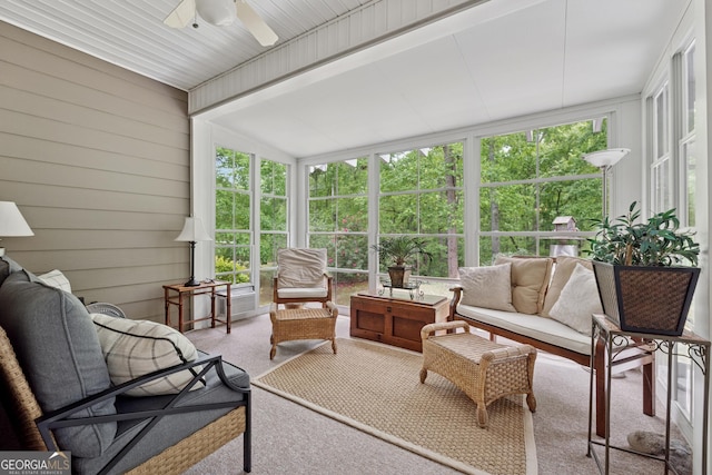 6125 Fouts Mill Rd, Douglasville, GA 30135 - sunroom / solarium featuring a ceiling fan and an outdoor living space