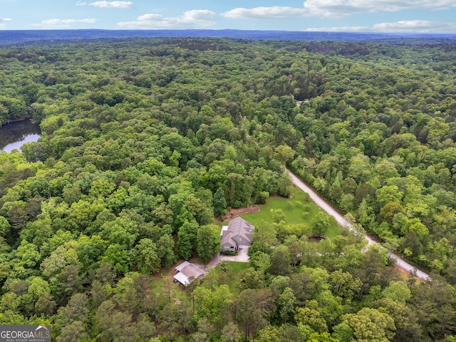 6125 Fouts Mill Rd, Douglasville, GA 30135 - drone / aerial view with a water view and a forest view