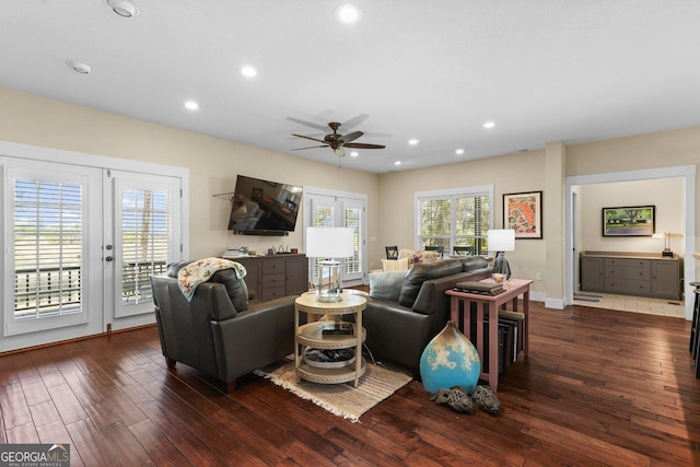 1261 Otter Slide Loop NE, Townsend, GA 31331 - living area with wood finished floors, a ceiling fan, recessed lighting, and baseboards