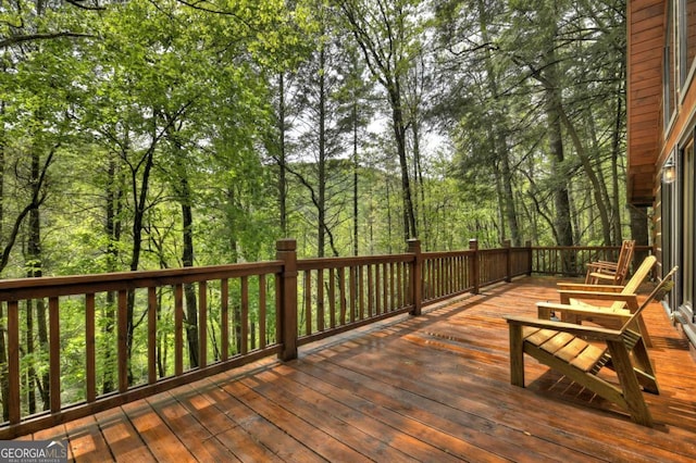 deck with a forest view