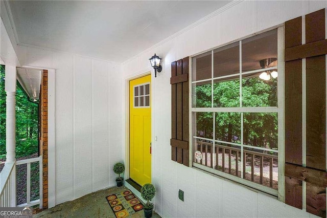 196 Highland Dr, Calhoun, GA 30701 - property entrance featuring a porch and board and batten siding