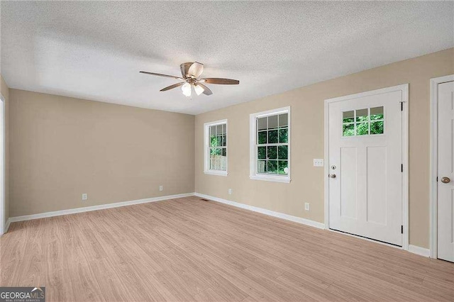 196 Highland Dr, Calhoun, GA 30701 - foyer entrance with a wealth of natural light, light wood-style floors, ceiling fan, and a textured ceiling