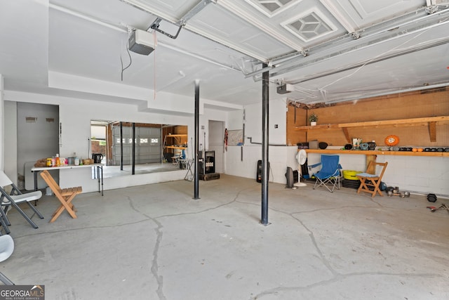 garage with a garage door opener