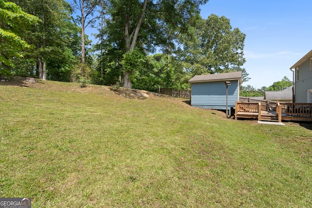 view of yard featuring a deck