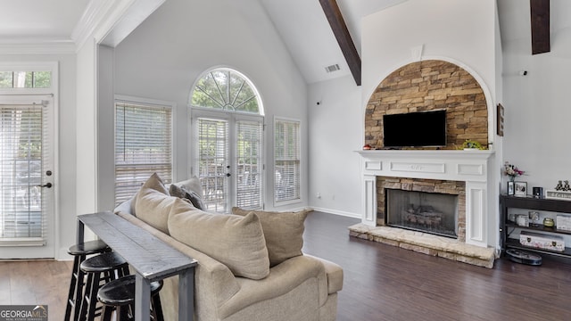 11440 Azalea Trl, Hampton, GA 30228 - living room featuring a fireplace, plenty of natural light, and wood finished floors