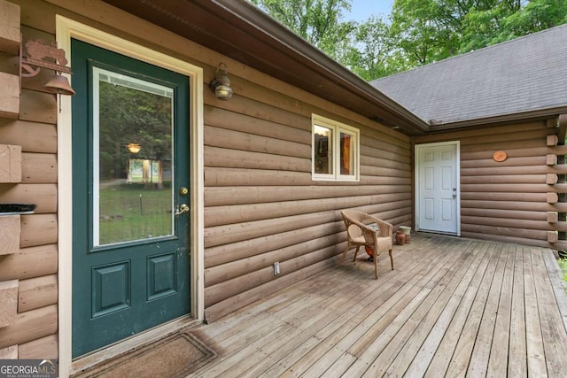 16335 Henderson Rd, Milton, GA 30004 - doorway to property featuring log siding