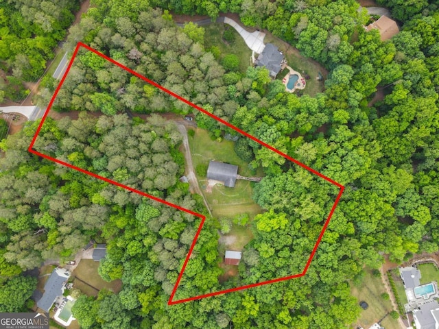 aerial overview of property's location with property boundaries highlighted