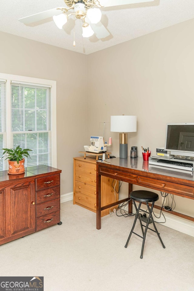 17 Hampton Way, Carrollton, GA 30116 - office space featuring baseboards, light carpet, and ceiling fan