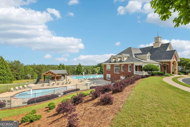 1257 Park Pass Way, Suwanee, GA 30024 - exterior space with a yard, a gazebo, and fence