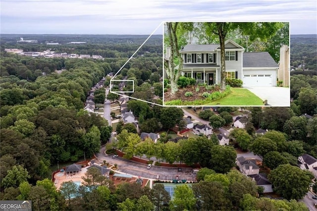 2759 Beddington Way, Suwanee, GA 30024 - view of subject property featuring a forest and property parcel outlined