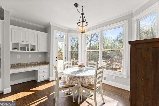 3498 Westhampton Way, Gainesville, GA 30506 - dining room with baseboards, a healthy amount of sunlight, and built in study area