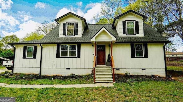 2638 Cleburne Pkwy, Powder Springs, GA 30127 - cape cod house with a front yard, crawl space, and roof with shingles