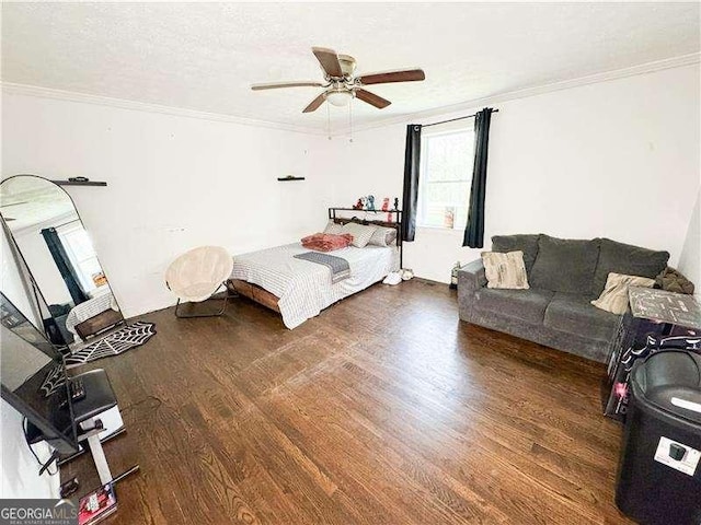 2638 Cleburne Pkwy, Powder Springs, GA 30127 - bedroom featuring ceiling fan, wood finished floors, and ornamental molding