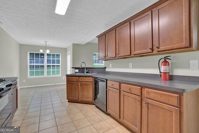 6345 Aarons Way, Flowery Branch, GA 30542 - kitchen with dark countertops, dishwashing machine, stove, and a sink