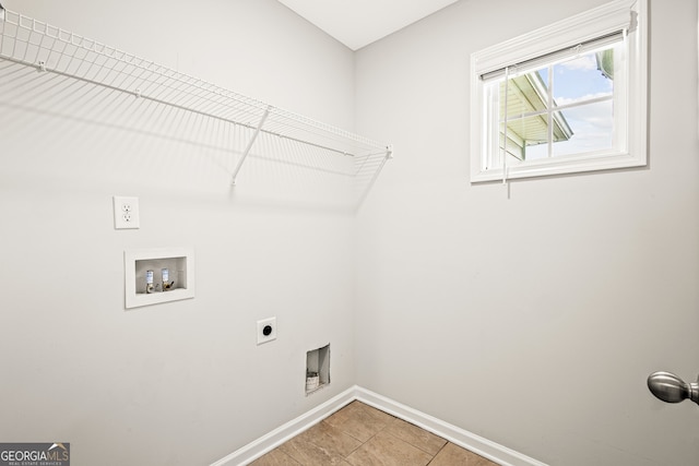 126 Ashton Pl, Newnan, GA 30265 - washroom featuring baseboards, light tile patterned floors, hookup for a washing machine, hookup for an electric dryer, and laundry area
