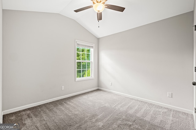 126 Ashton Pl, Newnan, GA 30265 - carpeted empty room with baseboards, lofted ceiling, and ceiling fan