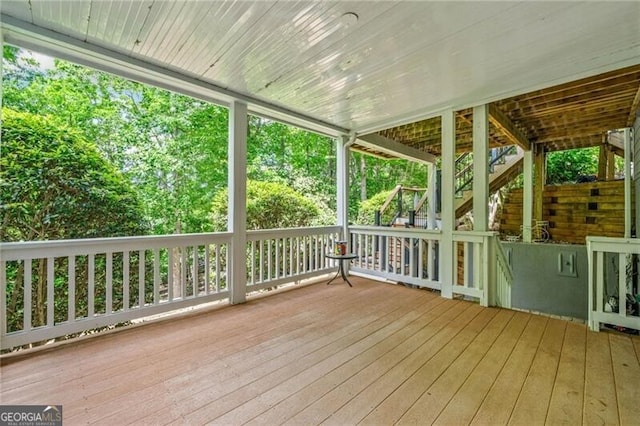 wooden terrace with stairway