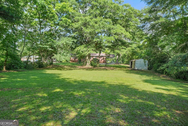 119 Blount St, Forsyth, GA 31029 - view of green lawn featuring a storage shed