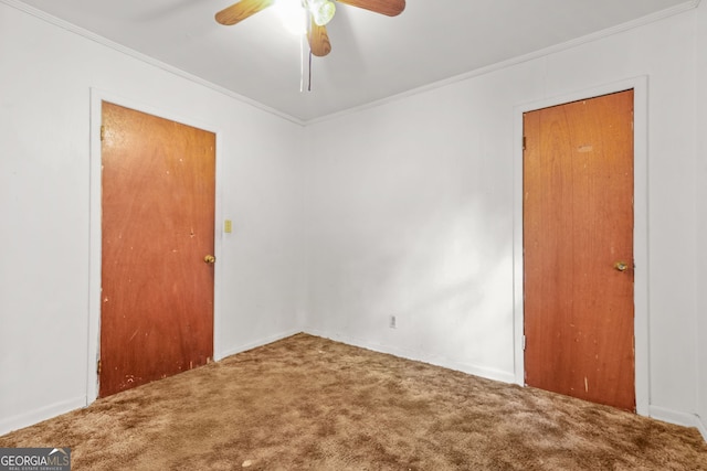 119 Blount St, Forsyth, GA 31029 - unfurnished room with carpet flooring, a ceiling fan, and crown molding