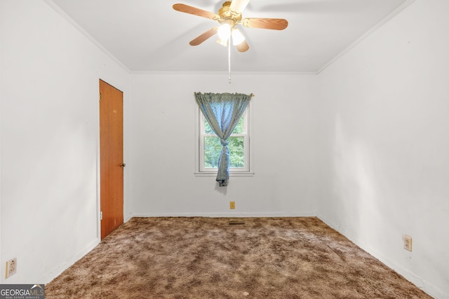 119 Blount St, Forsyth, GA 31029 - carpeted spare room featuring crown molding and a ceiling fan