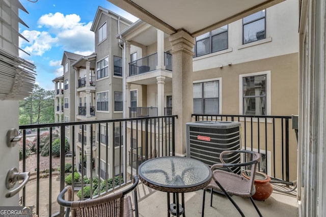 balcony with cooling unit