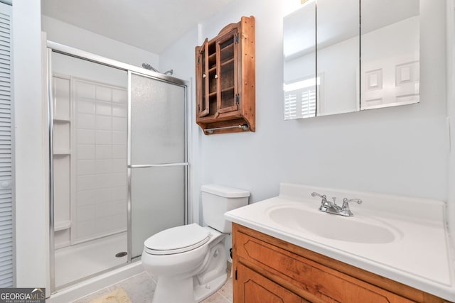 303 Jennys Cove Rd, Cleveland, GA 30528 - full bath with vanity, toilet, tile patterned flooring, and a shower stall