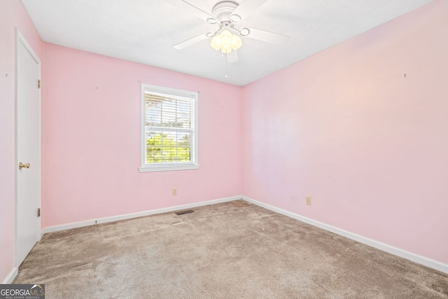 303 Jennys Cove Rd, Cleveland, GA 30528 - unfurnished bedroom with carpet flooring, visible vents, baseboards, and a ceiling fan