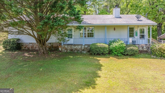 303 Jennys Cove Rd, Cleveland, GA 30528 - single story home with a shingled roof, a porch, a chimney, and a front yard