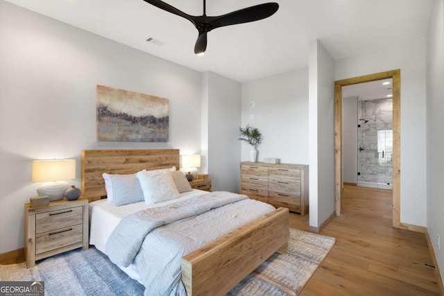 714 Scouts Overlook, Morganton, GA 30560 - bedroom with visible vents, baseboards, ceiling fan, light wood-style floors, and recessed lighting