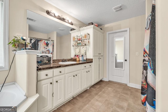 1553 Shoal Creek Dr, Winder, GA 30680 - bathroom featuring vanity, a textured ceiling, and a garden tub