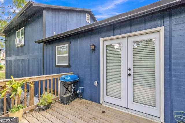 3819 Shane Ct, Ellenwood, GA 30294 - wooden terrace featuring a grill and french doors