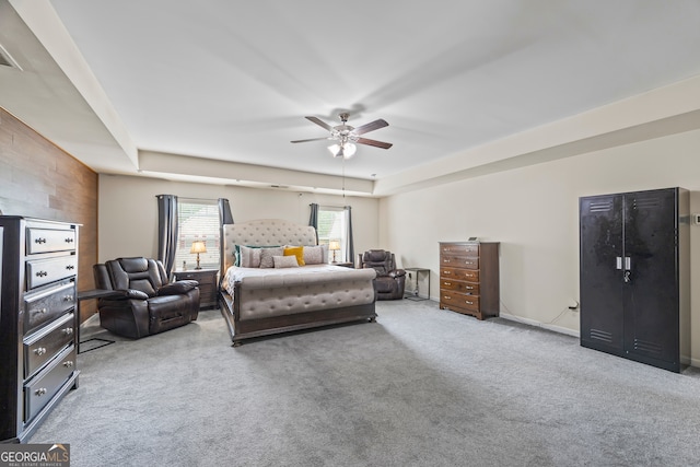 bedroom with carpet floors and ceiling fan