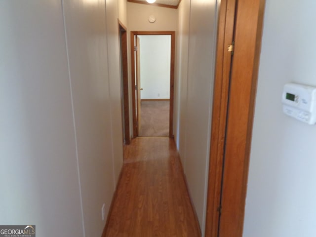 hall with wood finished floors