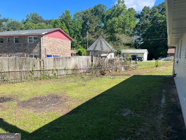 view of yard with a fenced backyard