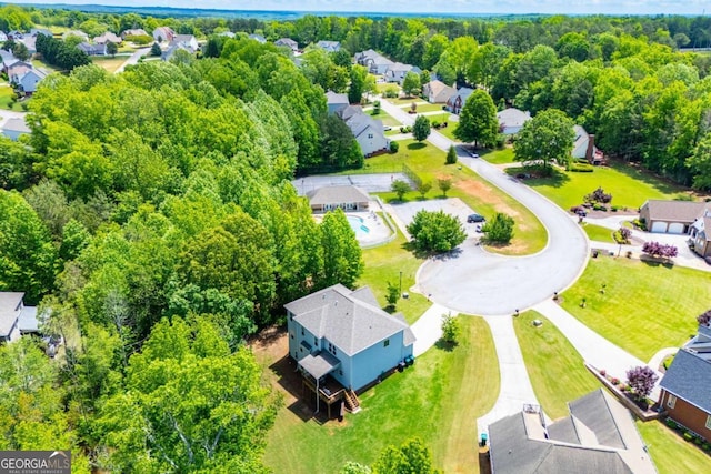 aerial view with a residential view
