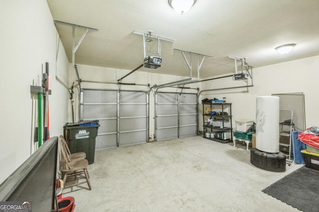 garage with a garage door opener