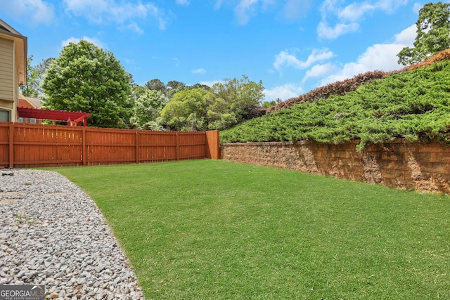 view of yard featuring a fenced backyard