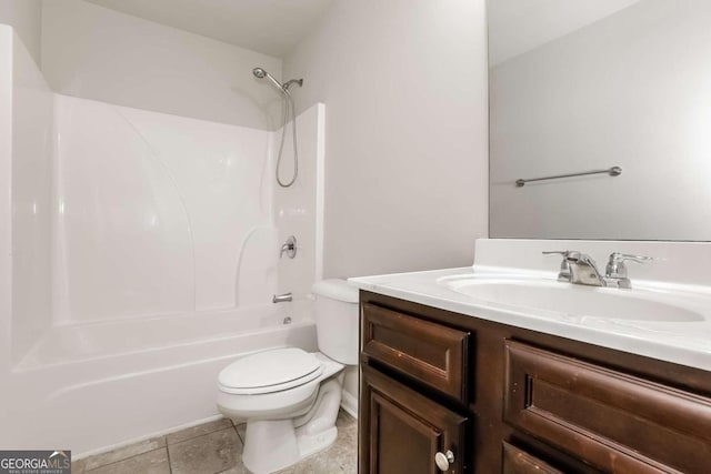 7843 Shertall St, Fairburn, GA 30213 - full bath featuring toilet, tile patterned flooring, vanity, and shower / tub combination