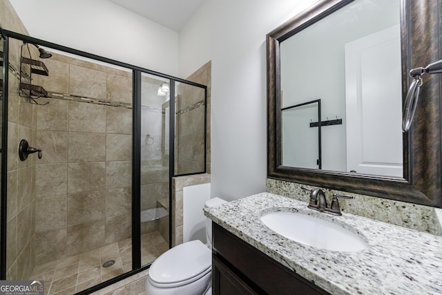 621 Oakbourne Way, Woodstock, GA 30188 - full bath with a stall shower, vanity, and toilet