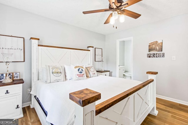 37 Winesap Ct, Temple, GA 30179 - bedroom with wood finished floors, ensuite bath, and ceiling fan