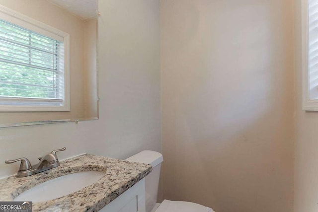 bathroom with toilet and vanity