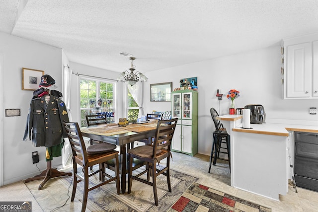 425 W Ridgeway Rd, Maysville, GA 30558 - dining room featuring a textured ceiling and a chandelier