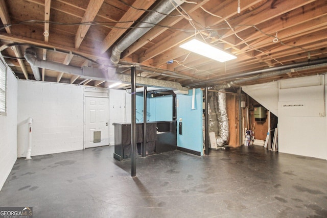 view of unfinished basement