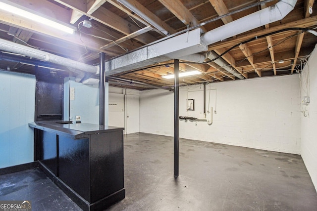 view of unfinished basement