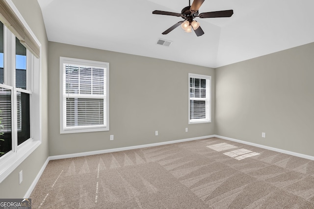 308 Jessica Way, Canton, GA 30114 - carpeted spare room featuring lofted ceiling, a ceiling fan, and baseboards
