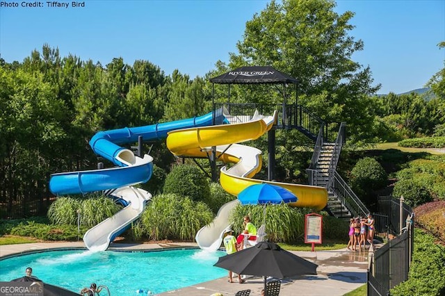 308 Jessica Way, Canton, GA 30114 - view of swimming pool featuring a water slide and stairs