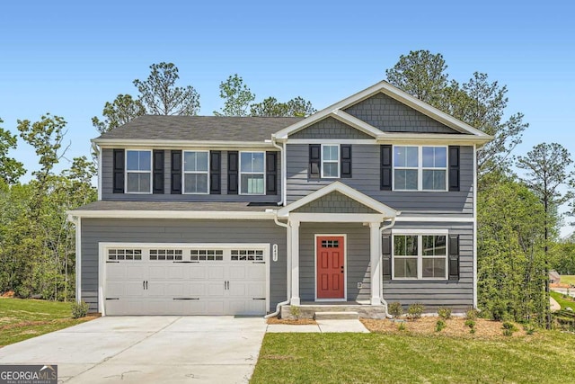 8491 Limerick Ln, Winston, GA 30187 - craftsman house featuring a front lawn, driveway, and a garage